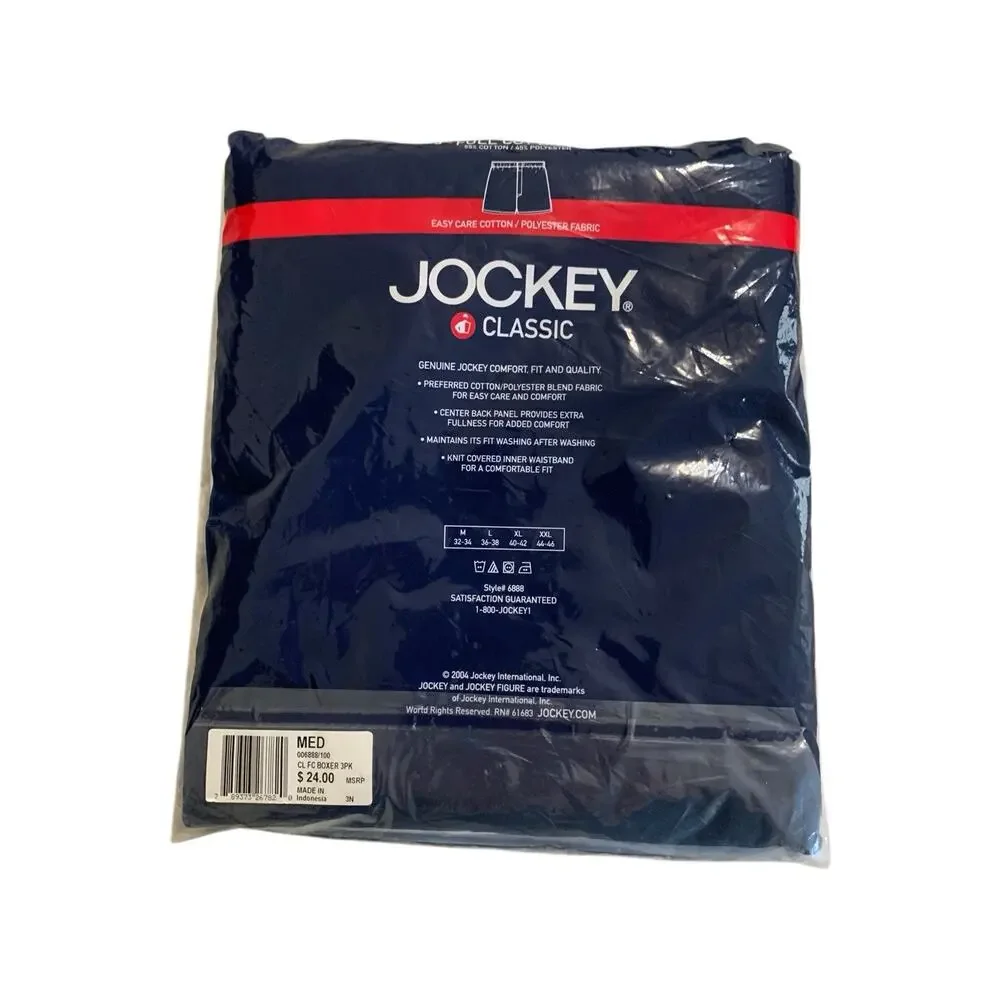Jockey Classic Boxer Shorts White Full Cut Cotton Blend Men's Medium Qty 3 2004‎